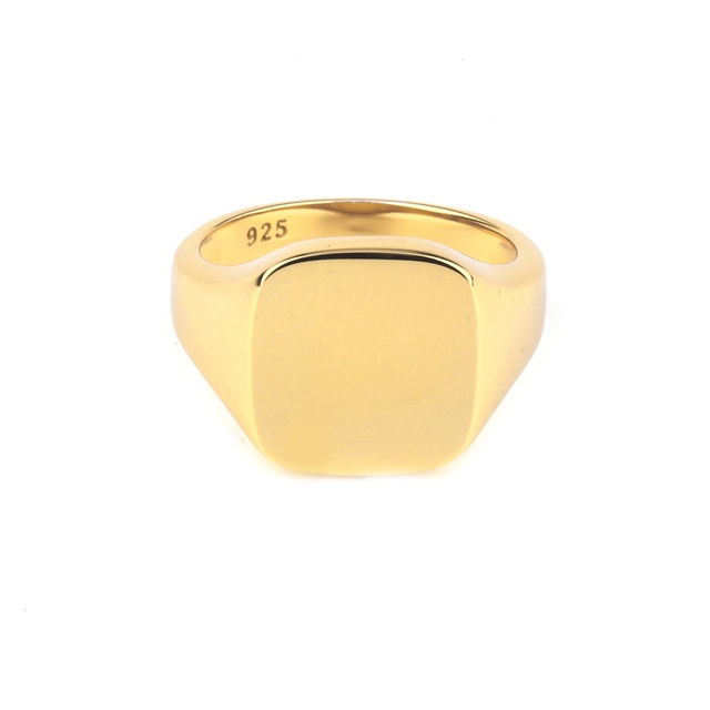 Custom Design Silver Jewelry 925 Sterling Silver Engravable Signet Rings Gold Plated Ring Mens Ring Jewelry