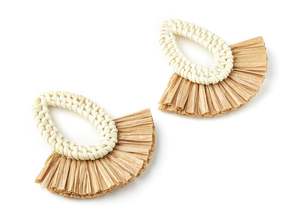 Boucles d'oreilles en rotin coloré tissé en gros pour les femmes boucle d'oreille en rotin boucles d'oreilles de fête du Vietnam boucles d'oreilles Vintage boucles d'oreilles breloque rondes - Product Image 4