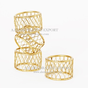 Vaisselle 2024 Or Rond de Serviette Forme de Feuille pour Décorations de Table de Mariage Nouvelle Arrivée Prix Exclusif Rond de Serviette Or - Product Image 2
