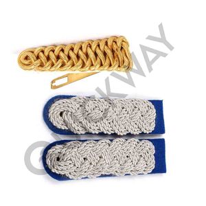 Épaulettes médicales allemandes de la Wehrmacht, grade de major médical Heer, avec cordon tressé argenté, paire pour uniforme de cérémonie - Product Image 1