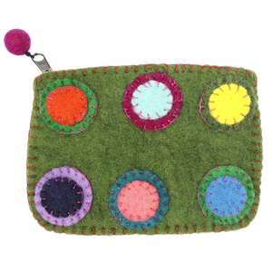 Sac à main à fermeture éclair en feutre vert armée de haute qualité écologique et fait à la main au Népal pour les fashionistas modernes - Product Image 1