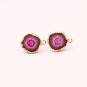 Joyería de piedras preciosas a la moda, pares de pendientes de tuerca, cuarzo Solar Natural, pendientes hechos a mano, Pendientes chapados en oro de 24K para niñas y mujeres - Product Image 2