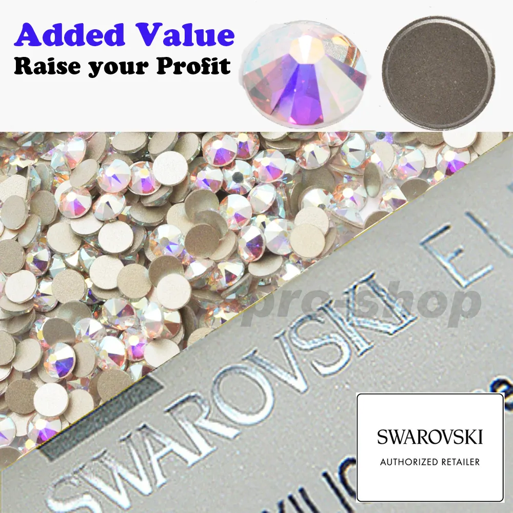 100% Swarovski Elements Hotfix Rhinestone Crystal AB Crystal (001AB) Iron On Flatback Stone