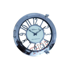 Horloge de porche de luxe, style nautique en Chrome, horloge murale suspendue, modèle fait à la main, 22 pouces - Product Image 2