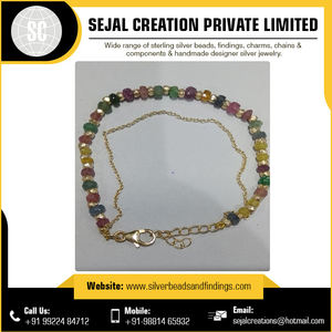 Bracelet à breloques en argent sterling 925 avec pierres précieuses CZ Bijoux de mode du fabricant indien - Product Image 5