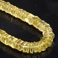 Perles de quartz citron jaunes, polies et lisses, en forme de bouton de pneu, 16 pouces, pour la fabrication de bijoux - Vente en gros