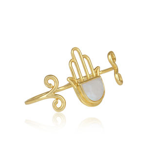 Bague double doigt en argent 925 de créateur pour femmes, pierre de lune arc-en-ciel, meilleur fabricant de bijoux - Product Image 3