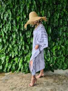 Taille libre 100% coton Tie Dye Kaftan Floor-Length Boho Beach Manches longues Casual Summer Wear for Plus-Size Women Indian - Product Image 4