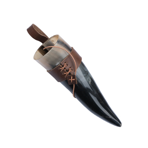 Corne à boire faite à la main avec étui en cuir et bord en métal buvant de la bière Viking véritable meilleure qualité sculptée par Axiom Home Agate - Product Image 6