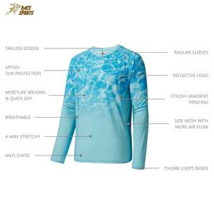 เสื้อตกปลาแขนยาวน้ำหนักเบาสำหรับผู้ชาย พิมพ์ลายพรางแบบกำหนดเองด้วยเทคนิค Sublimation - Product Image 5