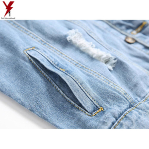 Veste en jean bleu clair pour hommes, élégante veste en Denim, coupe cintrée - Product Image 5