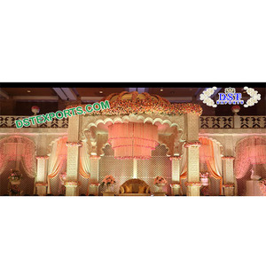 Mejor Rajwada Wedding Mandap Set Grand Bollywood Wedding Fiber Mandap Noruega Exclusivo Gold Wedding Bollywood Mandap Decoraciones EE. UU. - Product Image 1