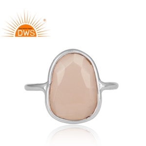 <b>Solid</b> 925 Sterling <b>Silver</b> Casual Statement Ring Jewelry Rose Chalcedony Gemstone Ring Fine Jewelry Manufacturer - Product Image 2