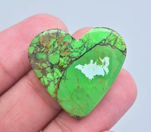 Cabujón de corazón turquesa de cobre, gema en forma de corazón turquesa, cabujón turquesa con gema de cobre - Product Image 1