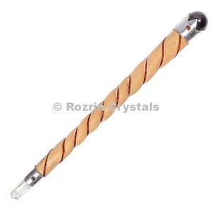 Varitas de Madera Curativas con Grabado de Ágata y Cristal, Decoración para el Hogar con Feng Shui y Amor - Product Image 1