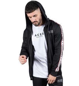 Sudadera con capucha para hombre, de invierno, para gimnasio, con cremallera, rayas laterales, diseño liso, forro polar de poliéster/algodón, antiencogimiento, antipilling, tipo jersey. - Product Image 1