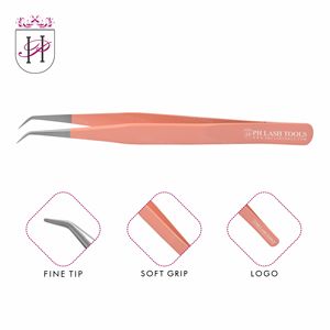 Professional Eyelash Volume Str Angle 6mm 45deg Tweezer Tip Satin and Orange with Your Company Logo, New Arrival Eyelash Tweezer - Product Image 6