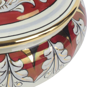 Boîte en céramique à la main peinte à la main, fabriquée en italie avec un lustre métallique en or pur et rouge - Product Image 2