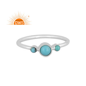 Bague empilable unisexe en argent sterling fin et turquoise naturelle d'Arizona, best-seller 2026, pour fabricants de bijoux - Product Image 1
