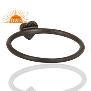 Black Rhodium <b>Plated</b> Sterling 925 <b>Silver</b> Heart Design Wedding Ring Custom Jewelry Manufacturer - Product Image 3