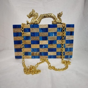 Partywear 2024 ans résine boîte pochette soirée Top qualité mode dames bandoulière sac de fête mariage femmes résine et bois - Product Image 4