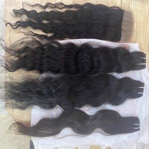 Extensions de cheveux humains indiens vierges non traités, ondulés, en lots pour tissage de cheveux - Product Image 1