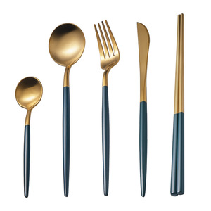 Set de couverts de luxe en acier inoxydable 304, 5 pièces, vaisselle, articles de table, vente en gros, voyage - Product Image 4
