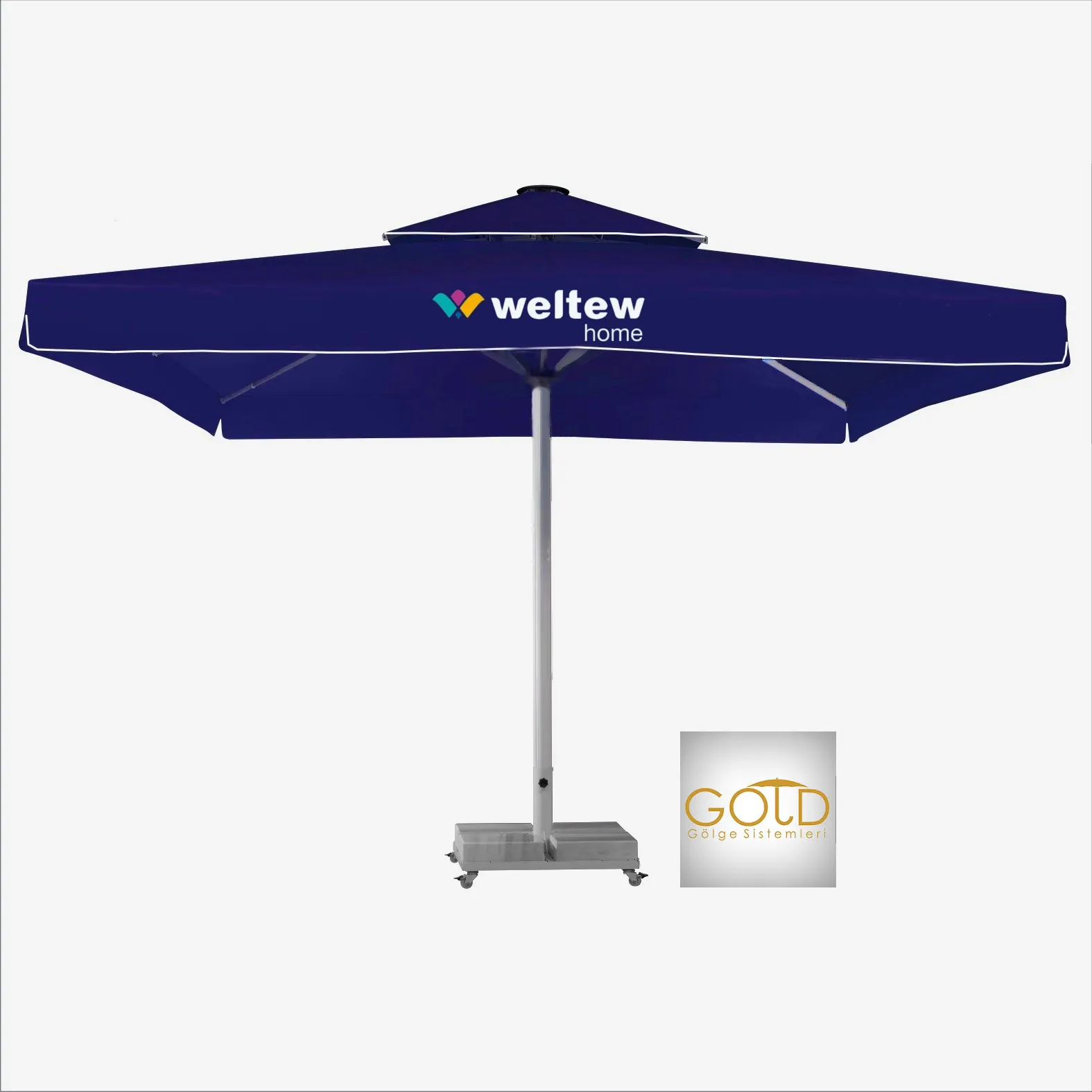 600x600cm Sonnenschirm Luxus Regenschirm für Garten und Restaurants Logo bedruck bar