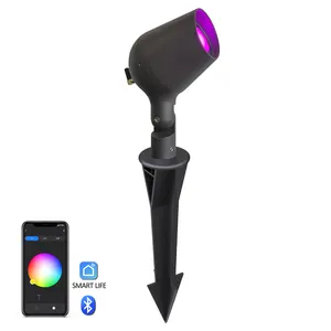 Smart RGBW LED Lumière de Jardin IP65 Bronze DC24v Étanche Spike Spot Extérieur Paysage Pelouse En Aluminium Moulé Sous Pression APP Contrôle