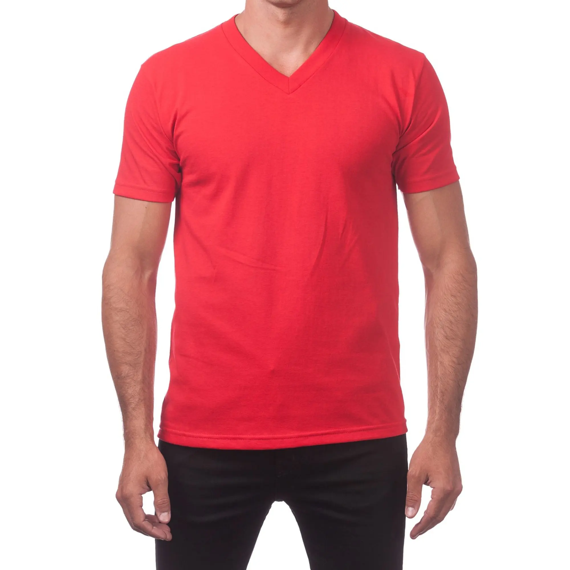 Grosir Kaus V-Neck Pria Meregang Kaus Katun Leher-v Pria Pemasok Kaus Pria