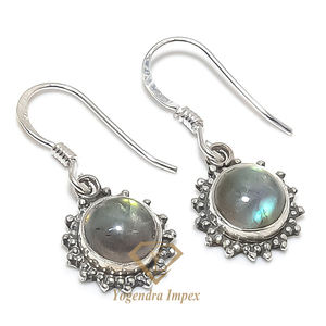 925 boucles d'oreilles en argent Sterling massif pierre précieuse Labradorite naturelle bijoux élégants pour les mariages anniversaires fêtes ou cadeaux - Product Image 1