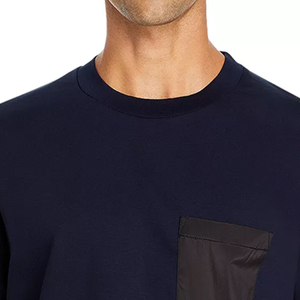 Camiseta de algodón puro informal de nuevo estilo, color azul marino, hecha a medida por OEM, para hombre, según el deseo y las necesidades del cliente. - Product Image 5