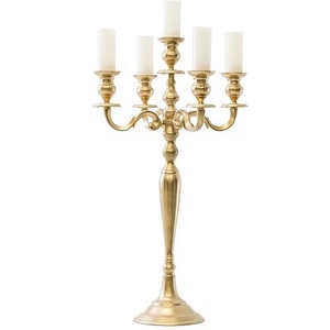 Candélabre en métal plaqué or Meilleure vente Bougeoir décoratif de luxe fait main bougeoir en métal élégant indien - Product Image 6