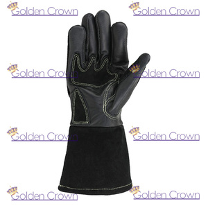 Guantes de soldadura de piel de vaca con palma y pulgar reforzados, alta calidad - Product Image 3