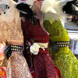 Robe fantaisie en laine à fleurs pour bébé fille Robe de soirée formelle à double volant avec bandeau - Product Image 6