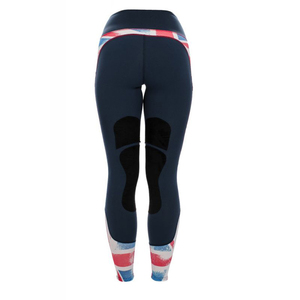 Collants d'équitation sans coutures pour femmes avec fermeture auto-agrippante, bande latérale, patch au genou et design équestre ventilé - Product Image 3
