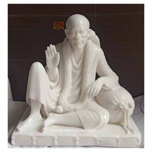 หินอ่อนสีขาวบริสุทธิ์ไสบาบารูปปั้นสำหรับบูชา - Product Image 1