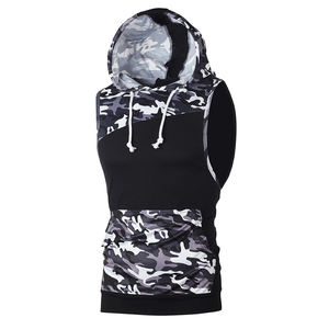 Sudadera con capucha sin mangas para hombre, de algodón polar, transpirable, con logo personalizado, patrón liso, antiencogimiento, tejido, lavado, tallas grandes - Product Image 1