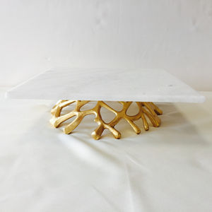 ตารางหินอ่อนยืนเค้กโลหะตกแต่งฐานทอง - Product Image 1