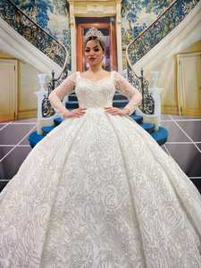 Robe de mariée longue et élégante en mousseline, Satin, Tulle, tenue de soirée, de luxe, de haute qualité, nouveau, - Product Image 4