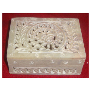 Excellente boîte à bijoux en pierre naturelle sculptée à la main, en pierre semi-précieuse, marque HG, norme internationale - Product Image 1