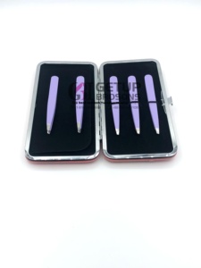 Pinzas de extensión de cejas con recubrimiento de polvo púrpura profesional, nuevo diseño, punta de plata, acero inoxidable, Logo personalizado, herramientas de belleza - Product Image 2