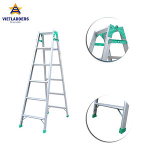 บันไดอลูมิเนียม VIETLADDERS แบบพับได้ ล็อคด้วยมือ สีเขียวเงิน 2x4 ขั้น สำหรับใช้ในบ้าน - Product Image 6