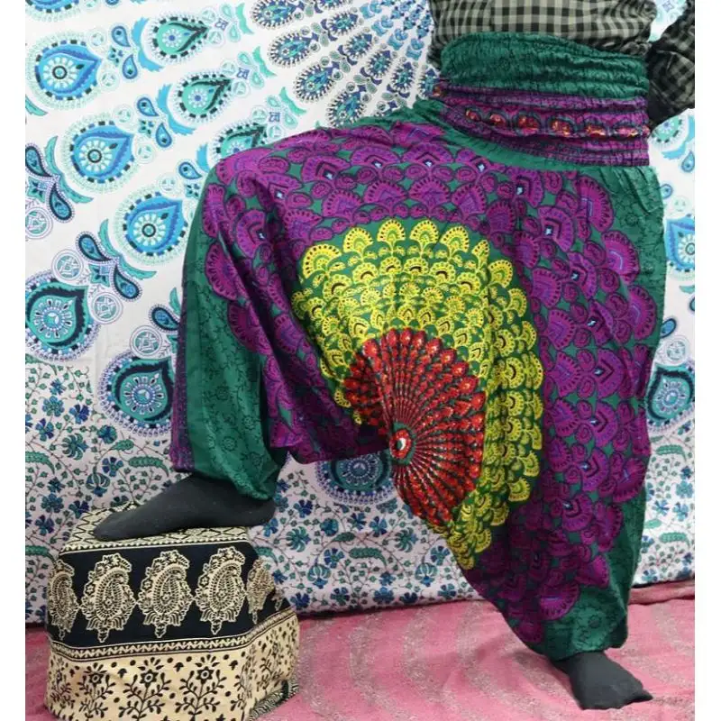 Pantalon sarouel en coton pour hommes et femmes, large, imprimé, pour femmes, pyjama de Yoga, Boho, indien, unisexe, vente en gros