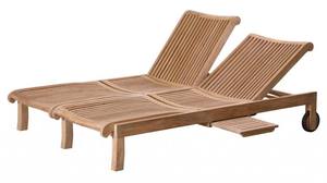 Tumbona Plegable de Madera de Teca Doble, Muebles de Exterior, Cojines de Poliéster Negro, Diseño Minimalista Contemporáneo, Patio Moderno - Product Image 3