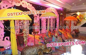 Mehandi-Decoración de escenario india, escenario de boda real, Mehandi, configuración de Escenario nocturno, escenario asiático - Product Image 6