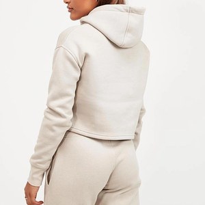 เสื้อสเวตเตอร์มีฮู้ดผ้าฝ้ายแบบครอปสำหรับผู้หญิง,เสื้อฮู้ดแบบตัดพิมพ์โลโก้ได้ตามต้องการ - Product Image 2