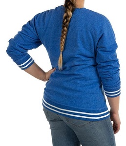 Sweat-shirt en coton bleu à col rond, coupe classique, tricoté, couleur unie, décontracté, unisexe, pour l'automne - Product Image 2