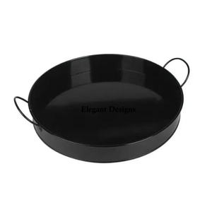 Plato de servicio galvanizado con recubrimiento de polvo negro, juego de tres platos de servicio elegantes, bandeja clásica y elegante - Product Image 6