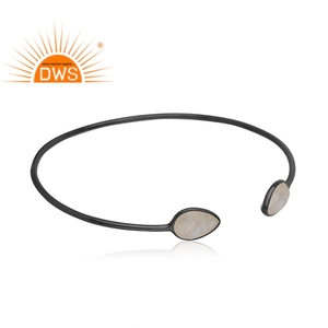 Black Oxidized Sterling Silver Ladies Cuff <b>Bracelet</b> Rainbow <b>Gemstone</b> <b>Bracelet</b> Jewelry Manufacturer India - Product Image 3